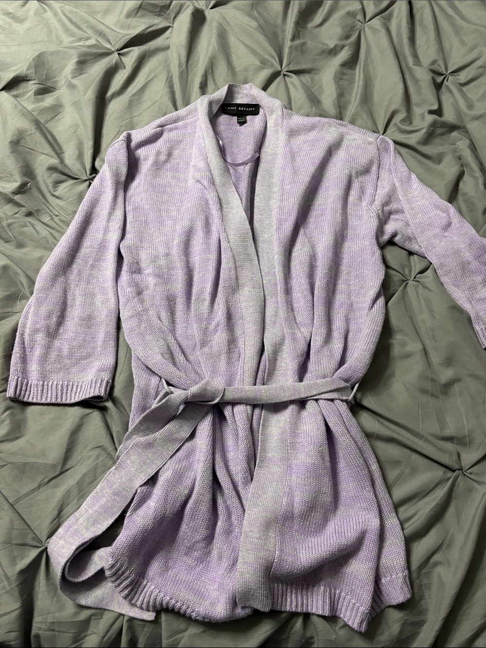 Lane Bryant Lavender Open-Front Belted Cardigan